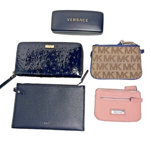 Designer Wallets Bag Lot LRL MK Kate Spake Kenneth Cole Versace Glasses Case